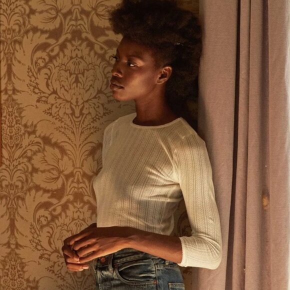 Doen Annie pointelle long sleeve tee, small - Picture 1 of 3